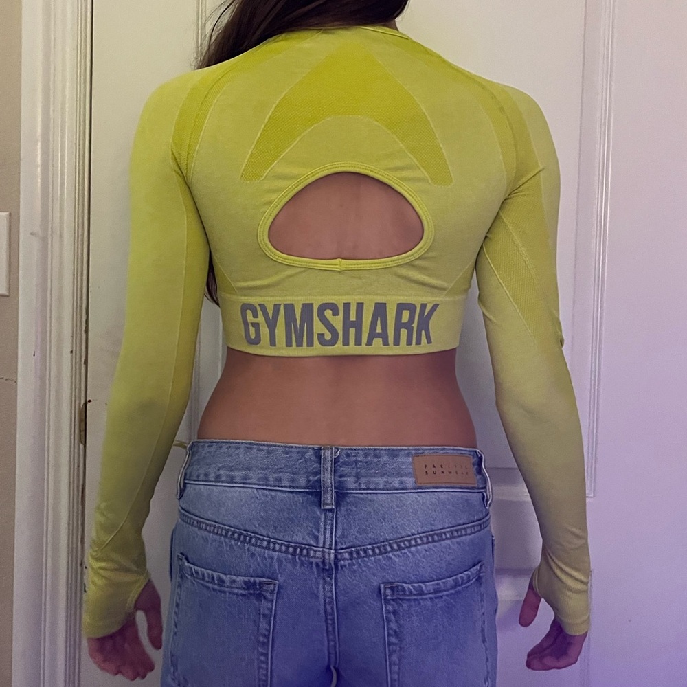 green/yellow gymshark workout top